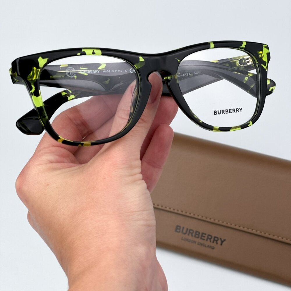Burberry BE2409 4124 BRAND NEW Eyeglasses Green Havana Square Unisex